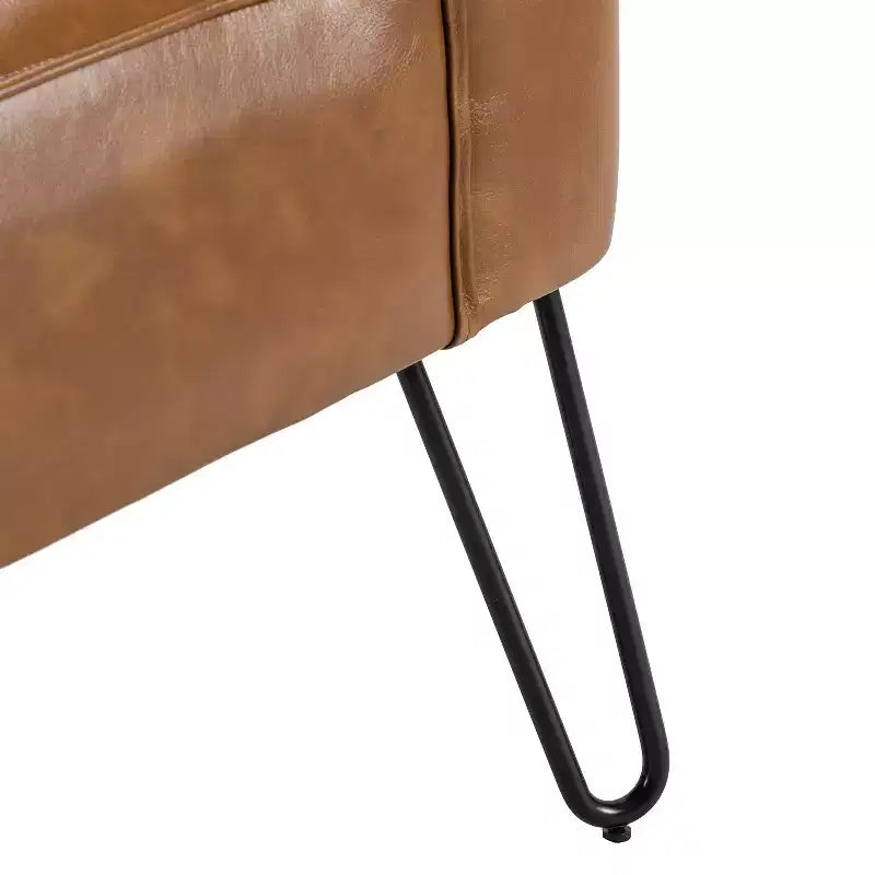 Eustacio Comtemperary Tufted back Vegan Leather Accent Side Chair with metal legs | Karat Home