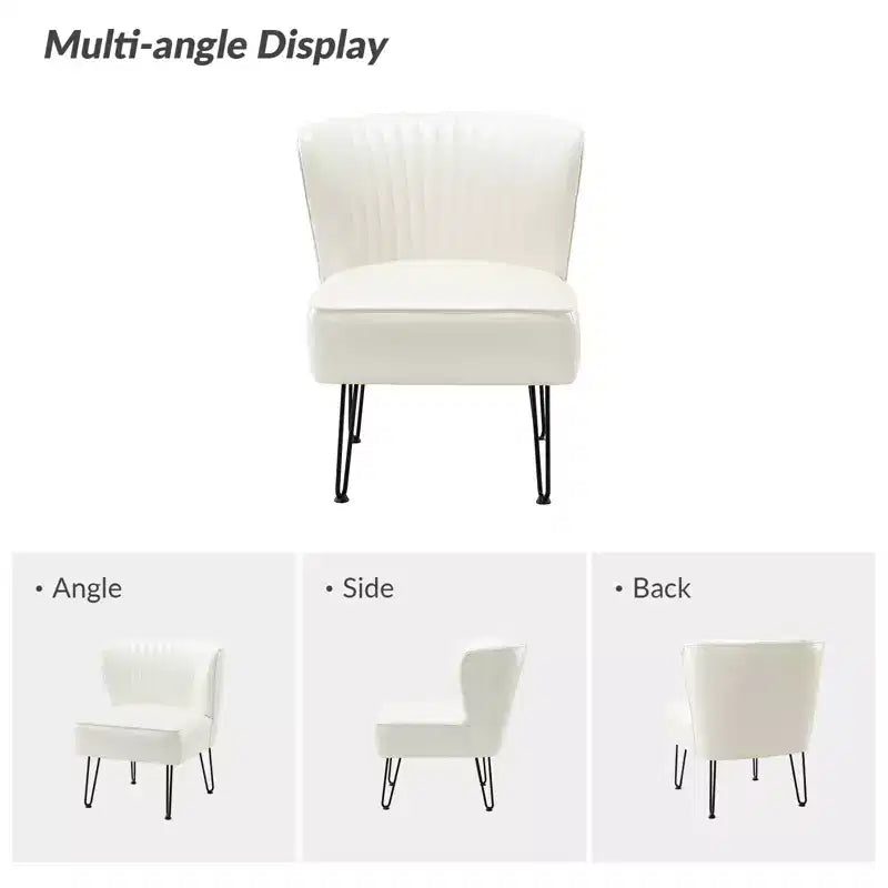 Eustacio Comtemperary Tufted back Vegan Leather Accent Side Chair with metal legs | Karat Home