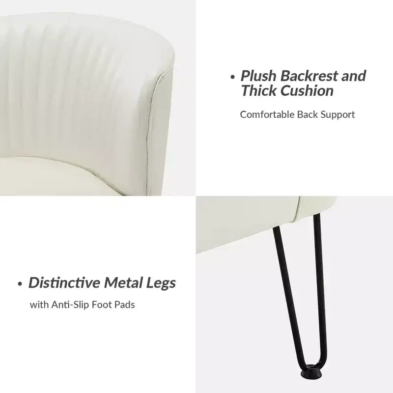 Eustacio Comtemperary Tufted back Vegan Leather Accent Side Chair with metal legs | Karat Home