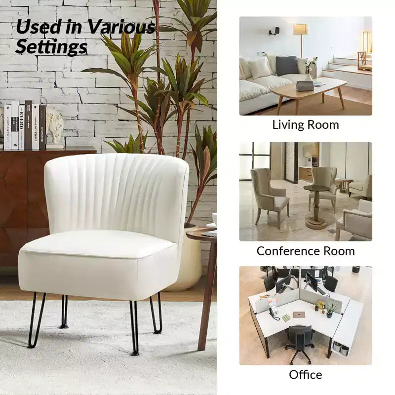 Eustacio Comtemperary Tufted back Vegan Leather Accent Side Chair with metal legs | Karat Home