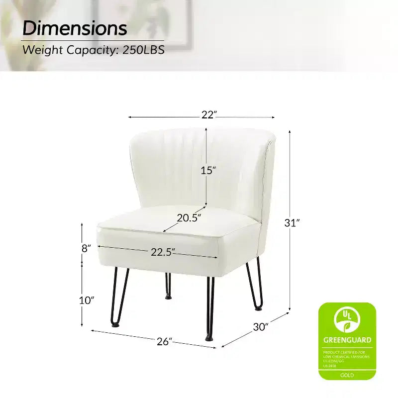 Eustacio Comtemperary Tufted back Vegan Leather Accent Side Chair with metal legs | Karat Home