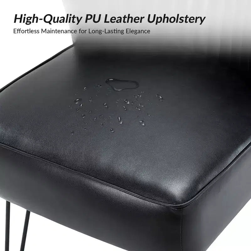 Eustacio Comtemperary Tufted back Vegan Leather Accent Side Chair with metal legs | Karat Home
