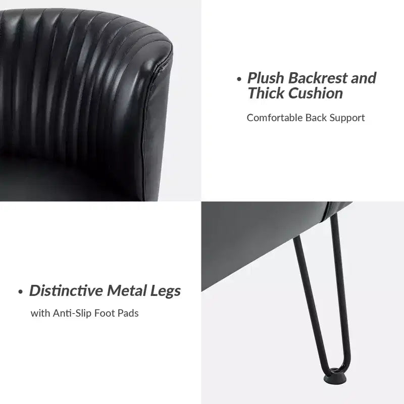 Eustacio Comtemperary Tufted back Vegan Leather Accent Side Chair with metal legs | Karat Home