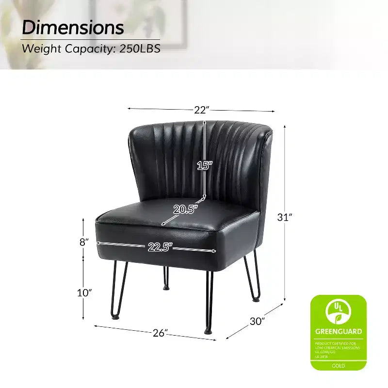 Eustacio Comtemperary Tufted back Vegan Leather Accent Side Chair with metal legs | Karat Home