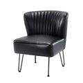 Eustacio Comtemperary Tufted back Vegan Leather Accent Side Chair with metal legs | Karat Home