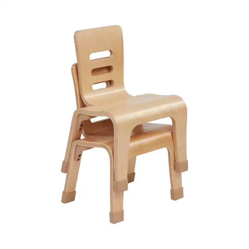 ECR4Kids Stackable Bentwood Chair, 10in Seat Height, Montessori Furniture, 2-Pack