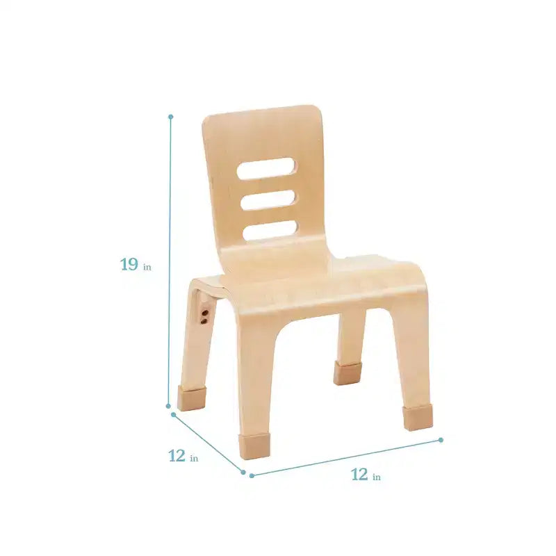 ECR4Kids Stackable Bentwood Chair, 10in Seat Height, Montessori Furniture, 2-Pack