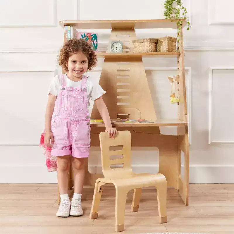 ECR4Kids Stackable Bentwood Chair, 10in Seat Height, Montessori Furniture, 2-Pack