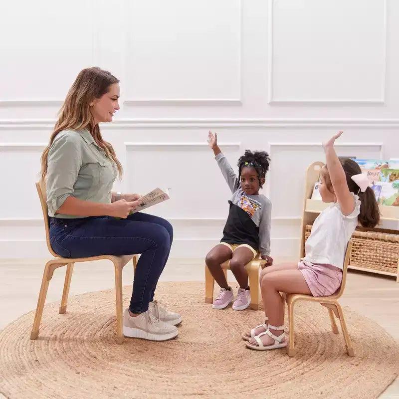 ECR4Kids Stackable Bentwood Chair, 10in Seat Height, Montessori Furniture, 2-Pack
