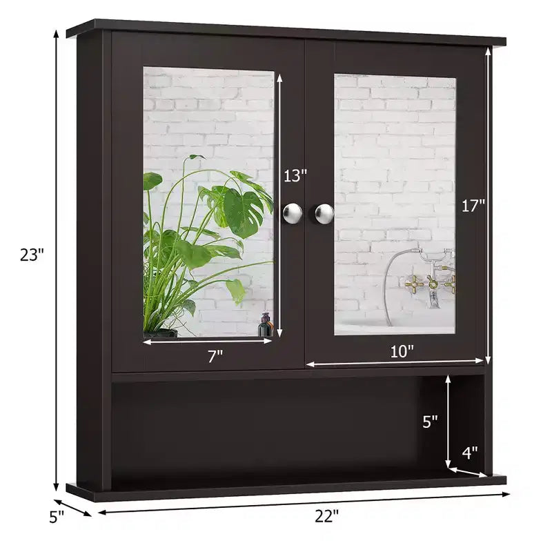 Costway Wall Mount Mirror Cabinet Bathroom Medicine Cabinet Organizer White/Gray/Brown/Black