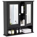 Costway Wall Mount Mirror Cabinet Bathroom Medicine Cabinet Organizer White/Gray/Brown/Black