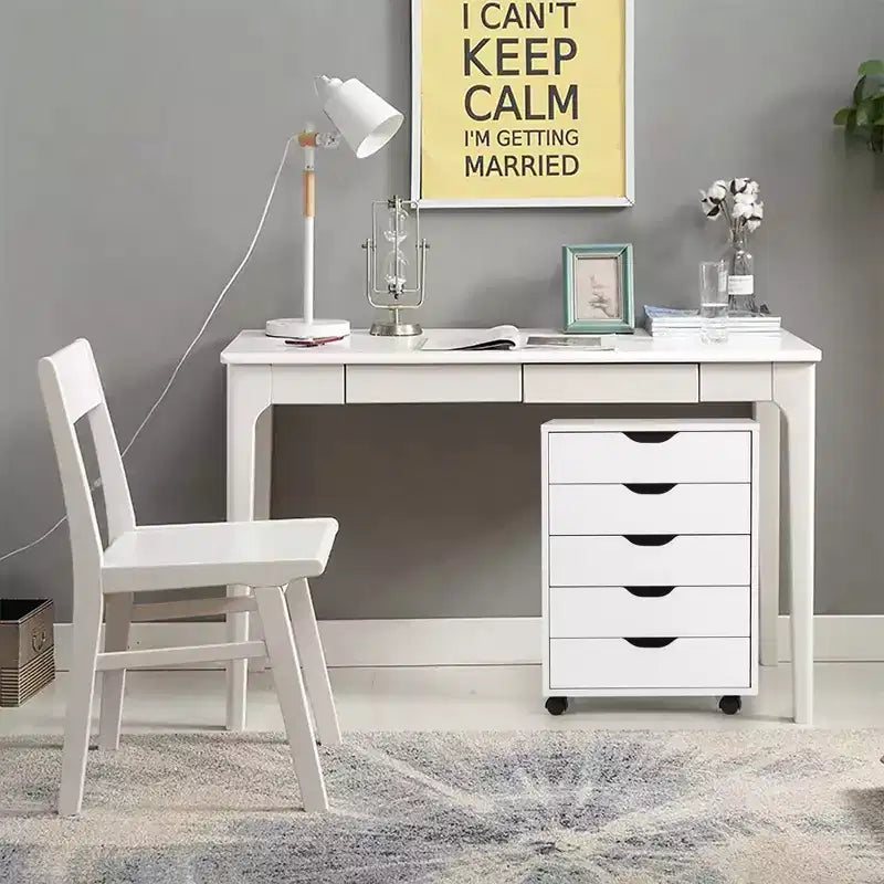 Costway 5 Drawer Chest Storage Dresser Floor Cabinet Organizer with Wheels White