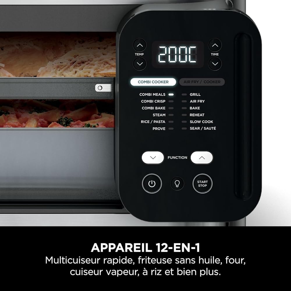 Ninja Combi 12-en-1 Multicuiseur, Four, Autocuiseur et Friteuse sans huile, 12 Fonctions de Cuisson, Repas de Taille Familiale en 15 Minutes, avec Plateau de Cuisson, Guide de Recettes, Gris, SFP700EU : Cuisine et Maison