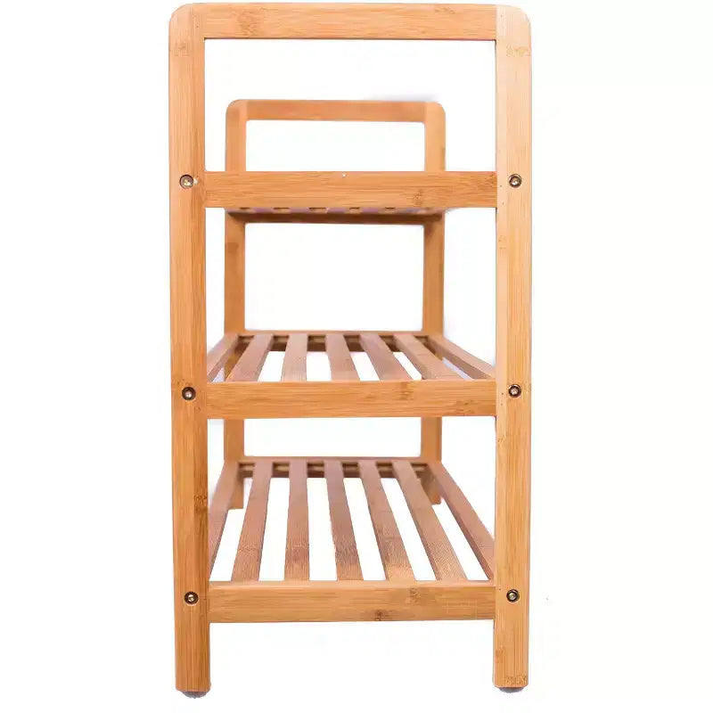 BirdRock Home 3-Tier Free Standing Bamboo Shoe Rack with Handles