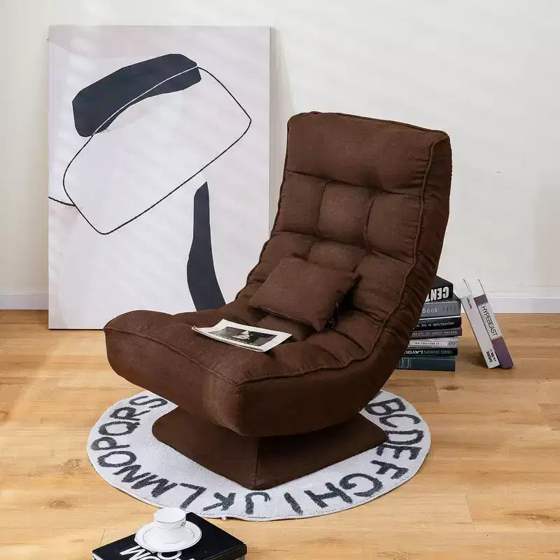 Costway 360 Swivel Floor Chair 5-Level Adjustable Lazy Chair w/ Massage Pillow Grey\Black\Brown