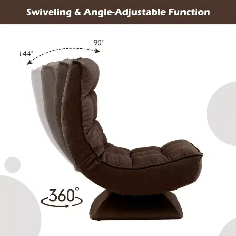 Costway 360 Swivel Floor Chair 5-Level Adjustable Lazy Chair w/ Massage Pillow Grey\Black\Brown