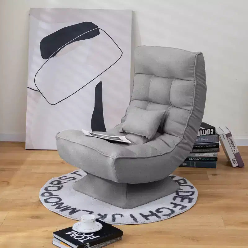 Costway 360 Swivel Floor Chair 5-Level Adjustable Lazy Chair w/ Massage Pillow Grey\Black\Brown