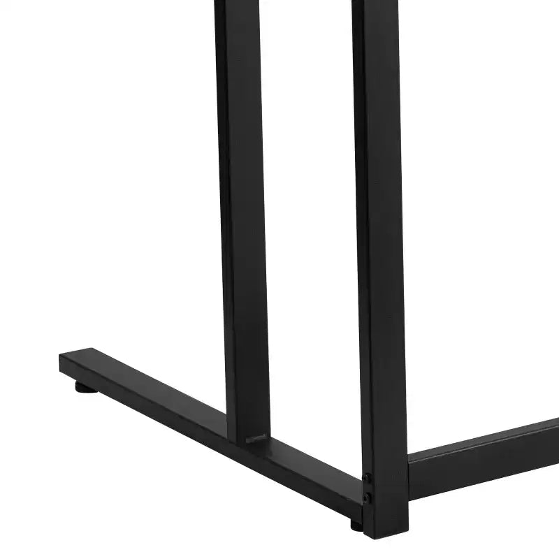 Emma and Oliver Glass Desk with Black Pedestal Metal Frame