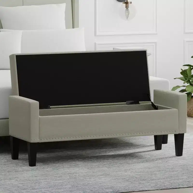 Glenwillow Home 52 Upholstered Storage Bench With Truncated Arms