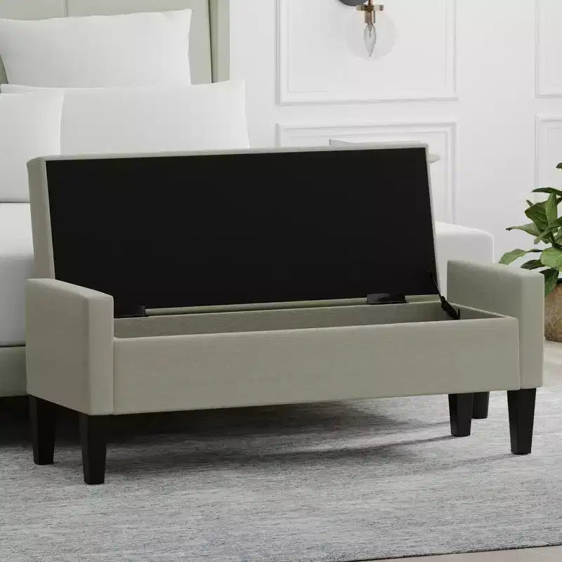 Glenwillow Home 52 Upholstered Storage Bench With Truncated Arms