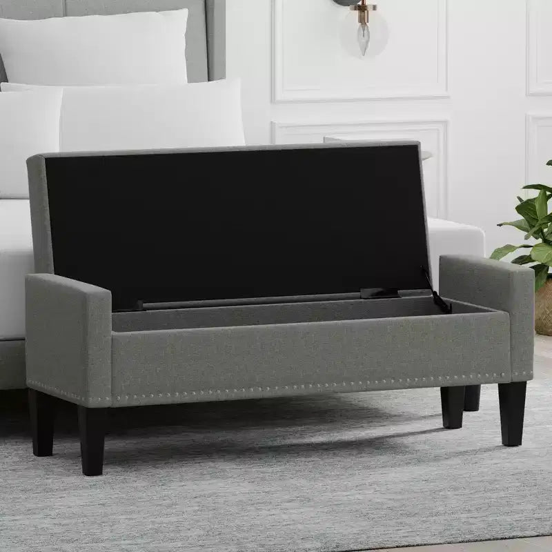Glenwillow Home 52 Upholstered Storage Bench With Truncated Arms