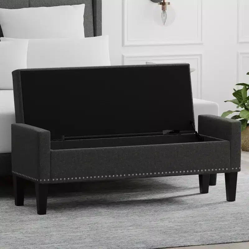 Glenwillow Home 52 Upholstered Storage Bench With Truncated Arms