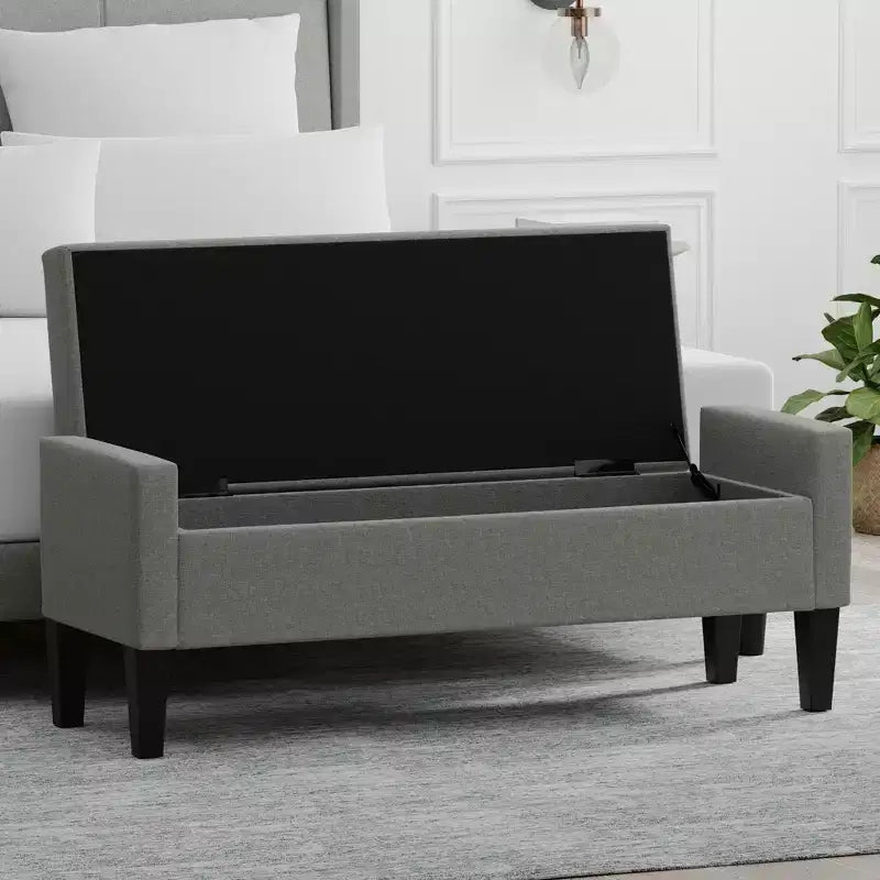Glenwillow Home 52 Upholstered Storage Bench With Truncated Arms