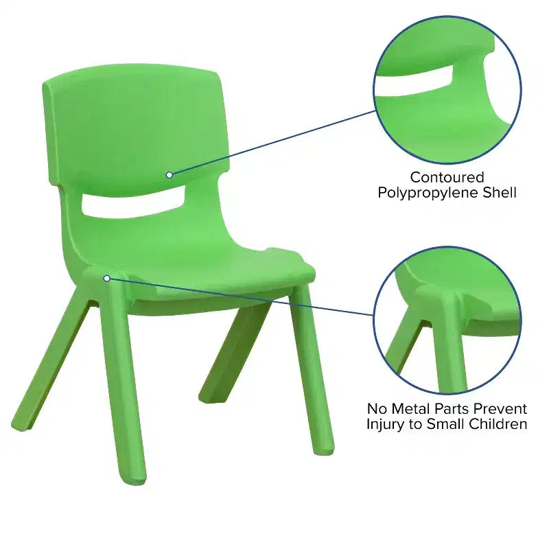 Emma and Oliver 10 Pack Plastic Stackable School Chair with 10.5 Seat Height