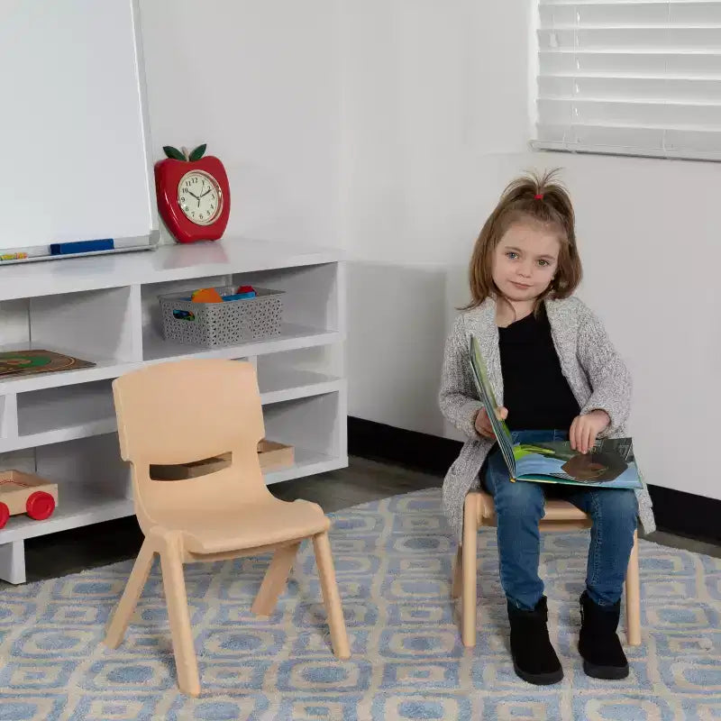 Emma and Oliver 10 Pack Plastic Stackable School Chair with 10.5 Seat Height