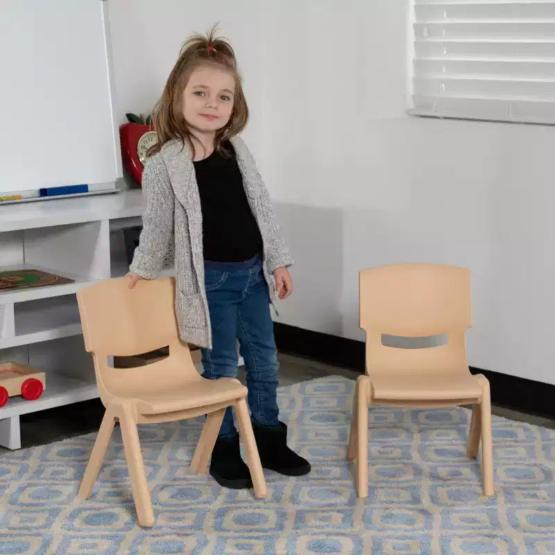 Emma and Oliver 10 Pack Plastic Stackable School Chair with 10.5 Seat Height