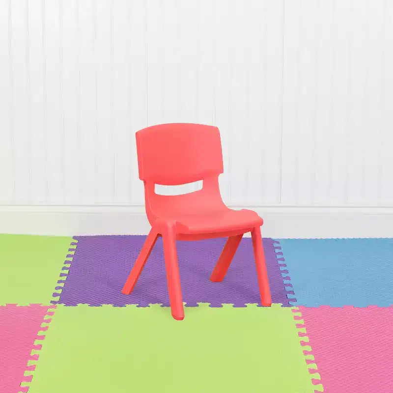 Emma and Oliver 10 Pack Plastic Stackable School Chair with 10.5 Seat Height
