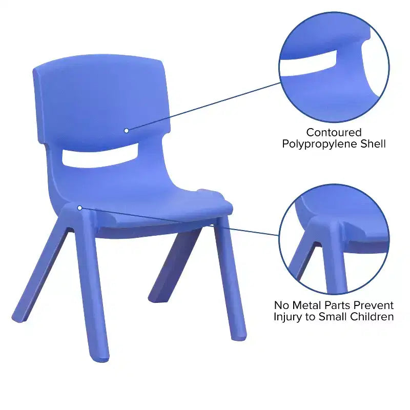 Emma and Oliver 10 Pack Plastic Stackable School Chair with 10.5 Seat Height