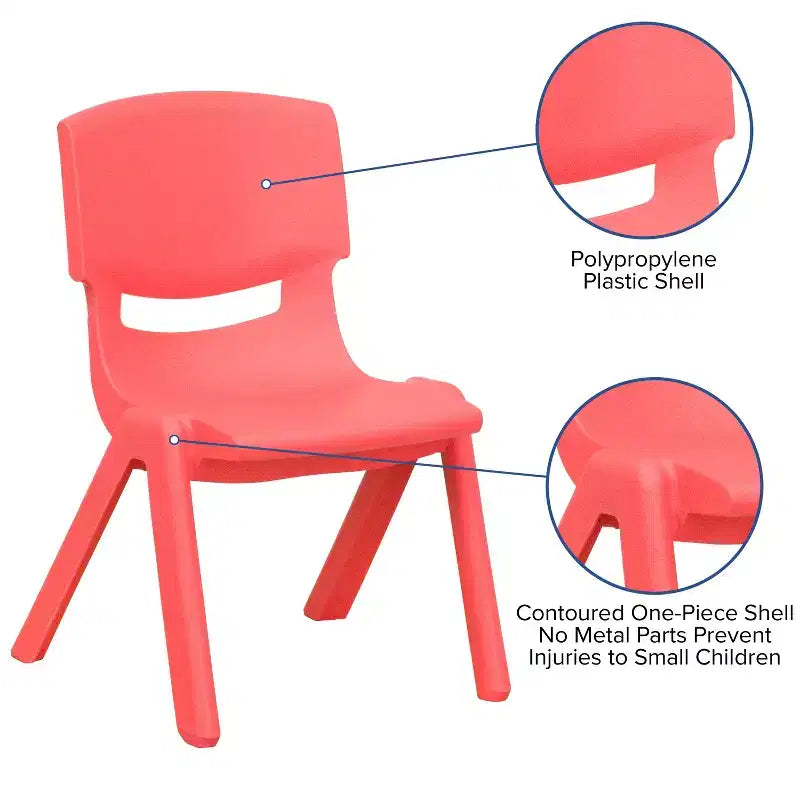 Emma and Oliver 10 Pack Plastic Stackable School Chair with 10.5 Seat Height