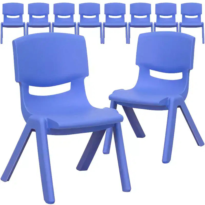 Emma and Oliver 10 Pack Plastic Stackable School Chair with 10.5 Seat Height