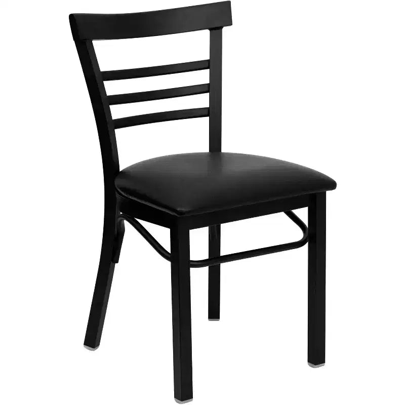 Emma and Oliver 2 Pack Three-Slat Ladder Back Metal Restaurant Chair