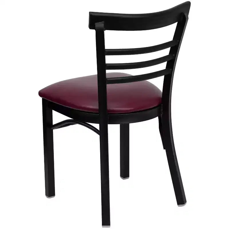 Emma and Oliver 2 Pack Three-Slat Ladder Back Metal Restaurant Chair