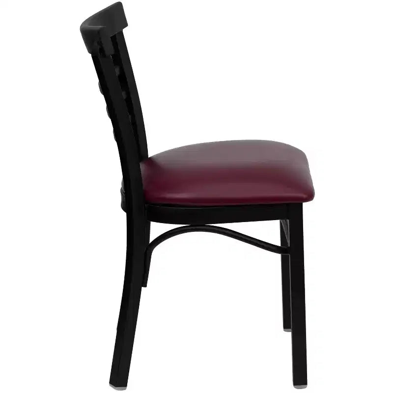 Emma and Oliver 2 Pack Three-Slat Ladder Back Metal Restaurant Chair