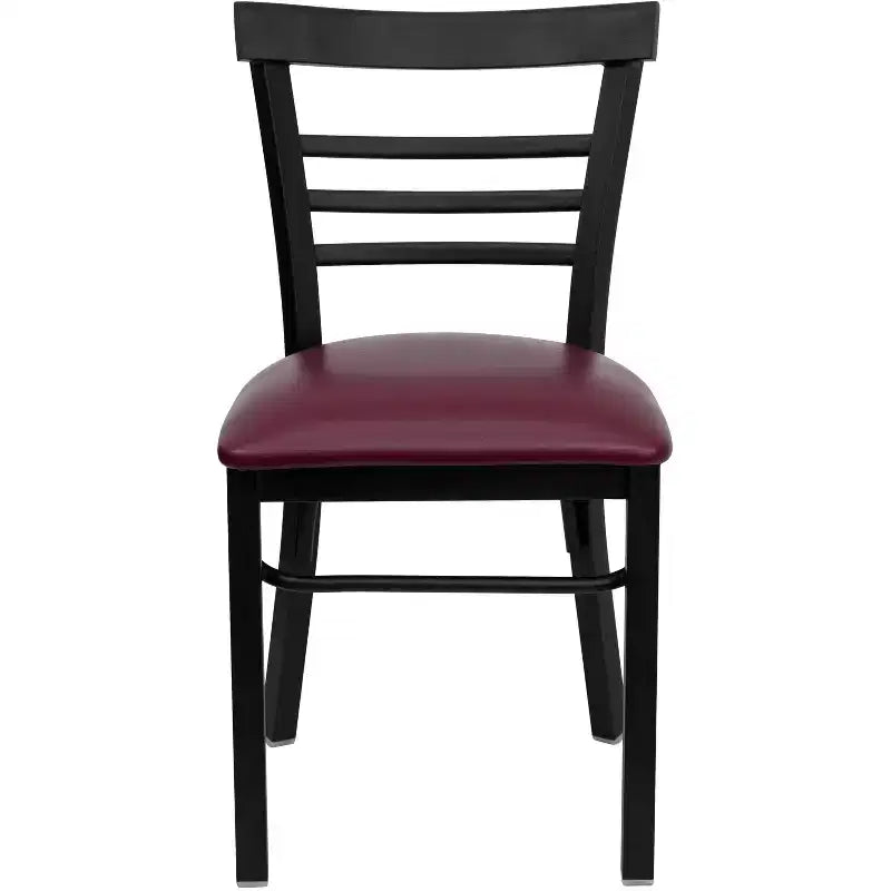 Emma and Oliver 2 Pack Three-Slat Ladder Back Metal Restaurant Chair