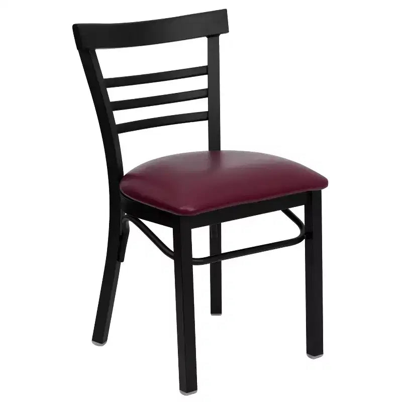 Emma and Oliver 2 Pack Three-Slat Ladder Back Metal Restaurant Chair