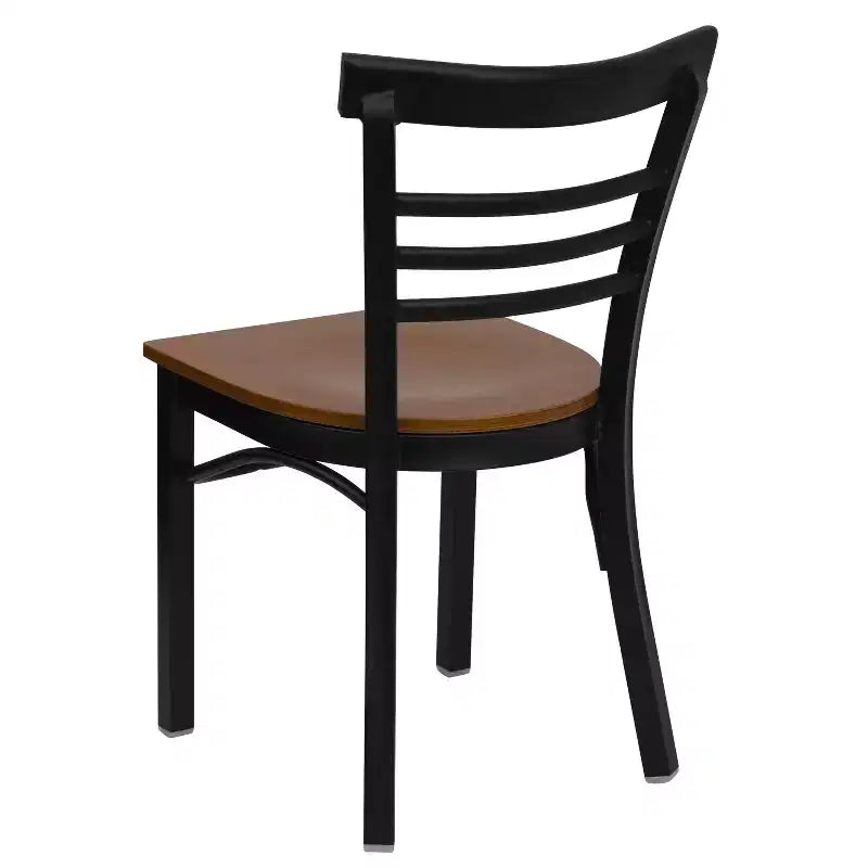 Emma and Oliver 2 Pack Three-Slat Ladder Back Metal Restaurant Chair