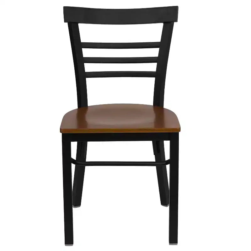 Emma and Oliver 2 Pack Three-Slat Ladder Back Metal Restaurant Chair