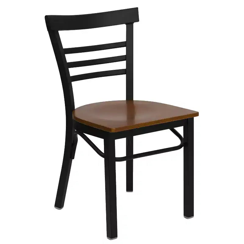 Emma and Oliver 2 Pack Three-Slat Ladder Back Metal Restaurant Chair