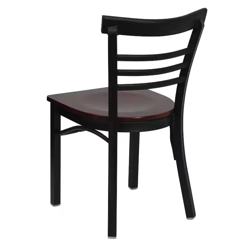 Emma and Oliver 2 Pack Three-Slat Ladder Back Metal Restaurant Chair