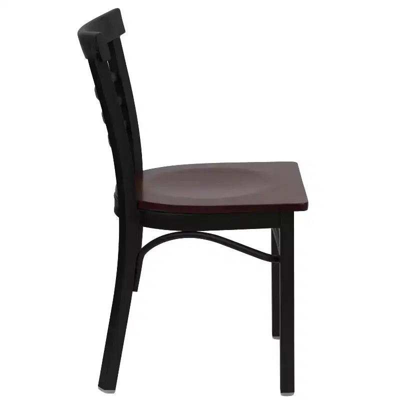 Emma and Oliver 2 Pack Three-Slat Ladder Back Metal Restaurant Chair
