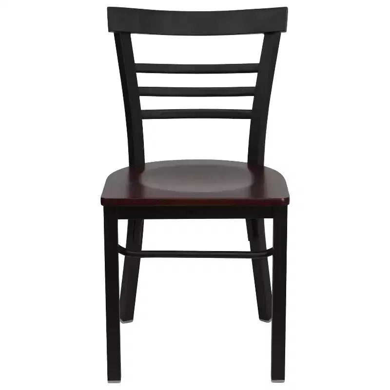 Emma and Oliver 2 Pack Three-Slat Ladder Back Metal Restaurant Chair