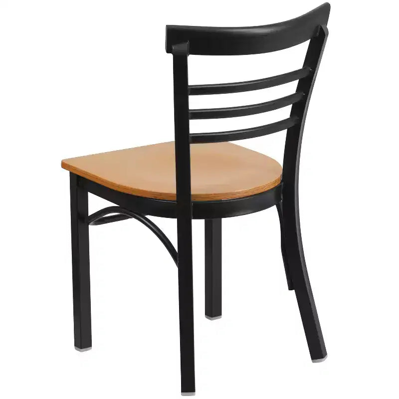 Emma and Oliver 2 Pack Three-Slat Ladder Back Metal Restaurant Chair