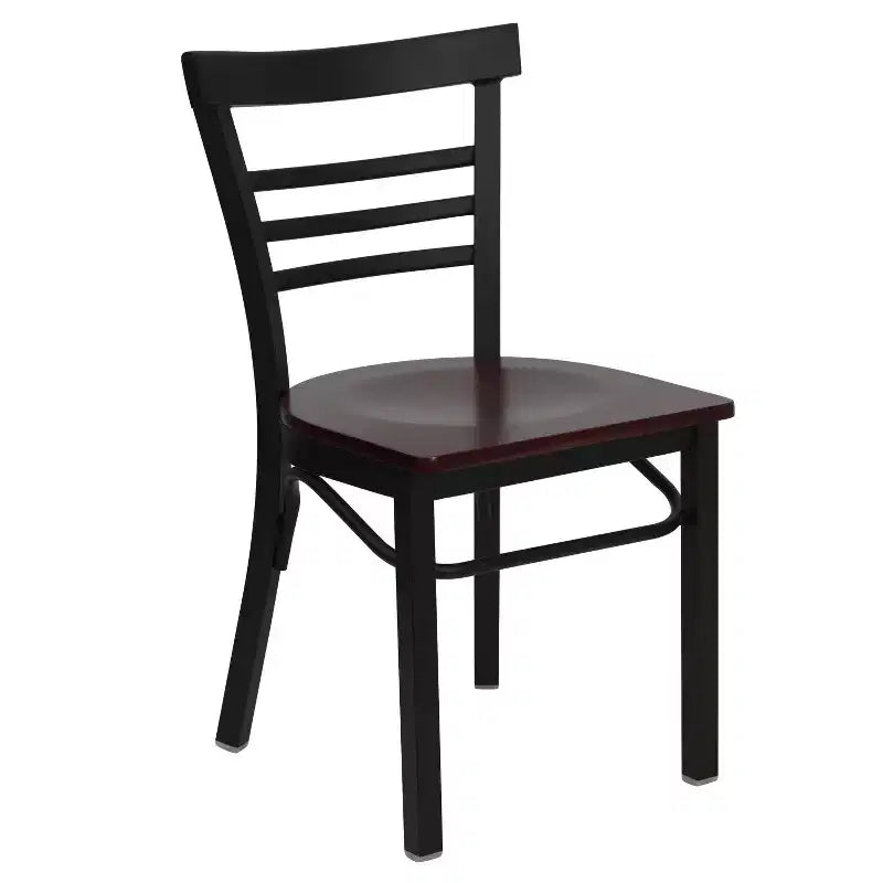 Emma and Oliver 2 Pack Three-Slat Ladder Back Metal Restaurant Chair