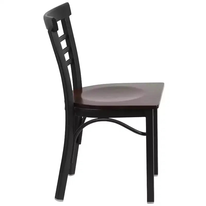 Emma and Oliver 2 Pack Three-Slat Ladder Back Metal Restaurant Chair
