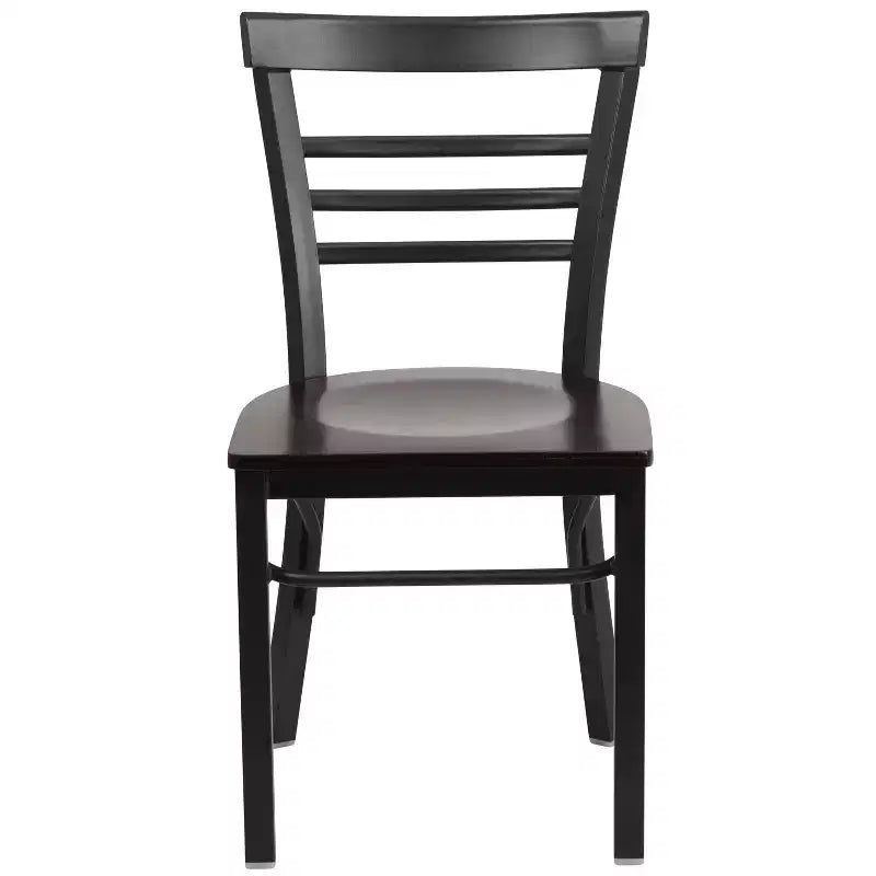 Emma and Oliver 2 Pack Three-Slat Ladder Back Metal Restaurant Chair