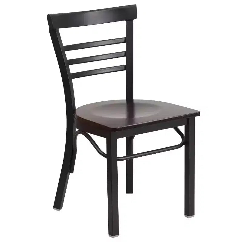 Emma and Oliver 2 Pack Three-Slat Ladder Back Metal Restaurant Chair